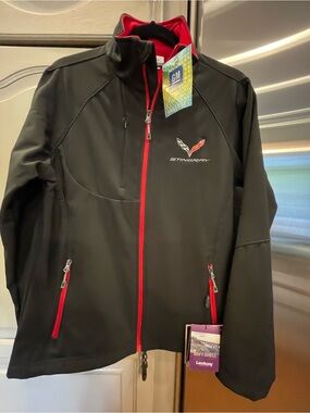 Stingray Women's Black Jacket with Red Trim - Lightweight Softshell